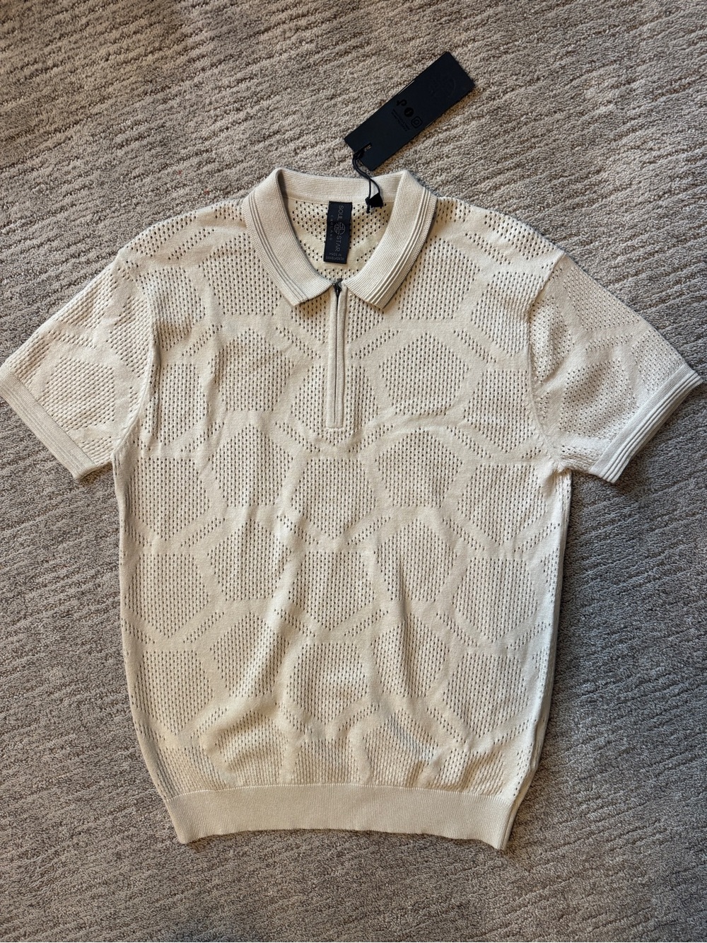 Soulstar NWT Cream Knit Zip Polo Shirt - Men's Med